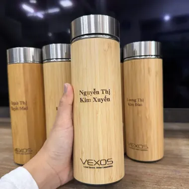 BÌNH GIỮ NHIỆT VỎ TRE KHẮC LOGO THEO YÊU CẦU