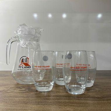 BỘ BÌNH VÀ LY THỦY TINH IN LOGO - QUÀ TẶNG DOANH NGHIỆP SANG TRỌNG