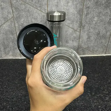 BÌNH THỦY TINH 50ML CÓ KHAY LỌC TRÀ IN LOGO THEO YÊU CẦU - QUÀ TẶNG DOANH NGHIỆP CAO CẤP