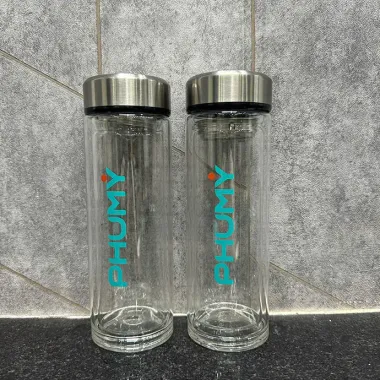 BÌNH THỦY TINH 50ML CÓ KHAY LỌC TRÀ IN LOGO THEO YÊU CẦU - QUÀ TẶNG DOANH NGHIỆP CAO CẤP