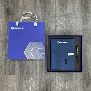 BỘ QUÀ TẶNG DOANH NGHIỆP CAO CẤP - SỔ SẠC ĐA NĂNG IN LOGO THEO YÊU CẦU