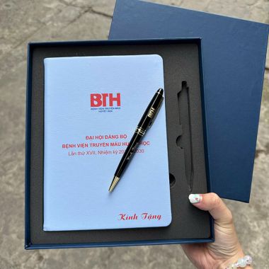 BỘ QUÀ TẶNG SỔ TAY VÀ BÚT KIM LOẠI IN LOGO