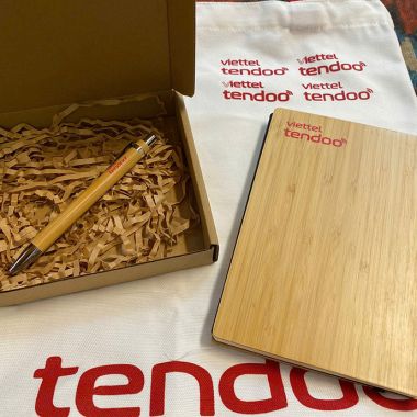 BỘ QUÀ TẶNG DOANH NGHIỆP SỔ TAY - BÚT- TÚI CANVAS IN LOGO