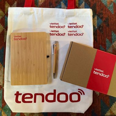 BỘ QUÀ TẶNG DOANH NGHIỆP SỔ TAY - BÚT- TÚI CANVAS IN LOGO