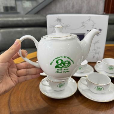BỘ ẤM CHÉN SỨ MINH LONG IN LOGO KỈ NIỆM