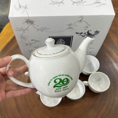BỘ ẤM CHÉN SỨ MINH LONG IN LOGO KỈ NIỆM