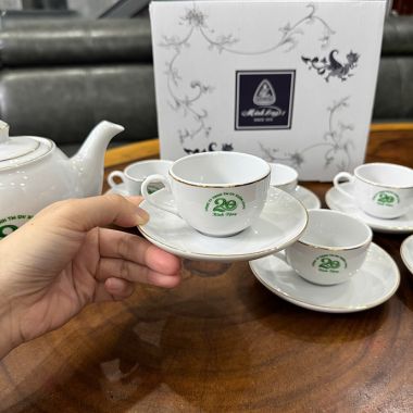 BỘ ẤM CHÉN SỨ MINH LONG IN LOGO KỈ NIỆM