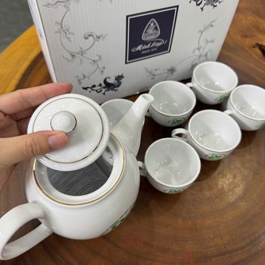 BỘ ẤM CHÉN SỨ MINH LONG IN LOGO KỈ NIỆM