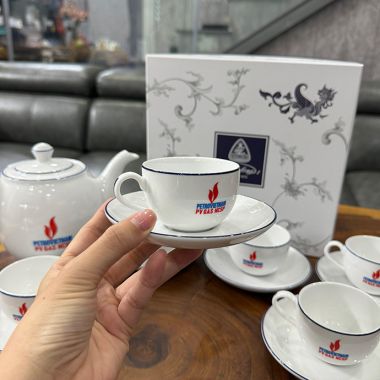 BỘ BÌNH TRÀ GỐM SỨ MINH LONG CAO CẤP IN LOGO THEO YÊU CẦU