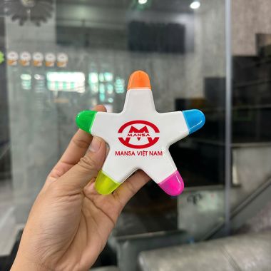 BÚT DẠ QUANG 5 MÀU HÌNH NGÔI SAO IN LOGO