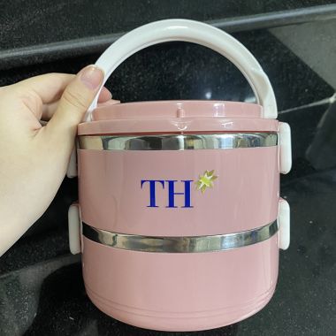 HỘP CƠM GIỮ NHIỆT 2 TẦNG INOX CHO DÂN VĂN PHÒNG IN LOGO TH