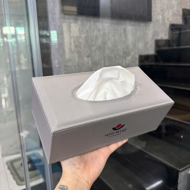 HỘP ĐỰNG KHĂN GIẤY DA PU CAO CẤP - SANG TRỌNG - TIỆN LỢI IN LOGO