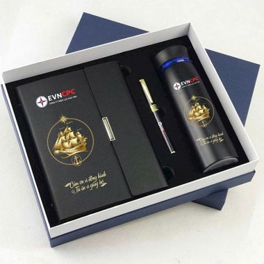 BỘ QUÀ TẶNG DOANH NGHIỆP CAO CẤP - SỔ DA, BÚT KÝ, BÌNH GIỮ NHIỆT LOCK&LOCK