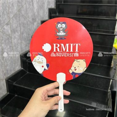 QUẠT NHỰA TRÒN CẦM TAY - QUẠT NHỰA IN LOGO RMIT