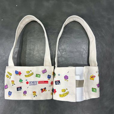 QUAI XÁCH BÌNH NƯỚC CANVAS IN LOGO - QUÀ TẶNG ĐỘC ĐÁO