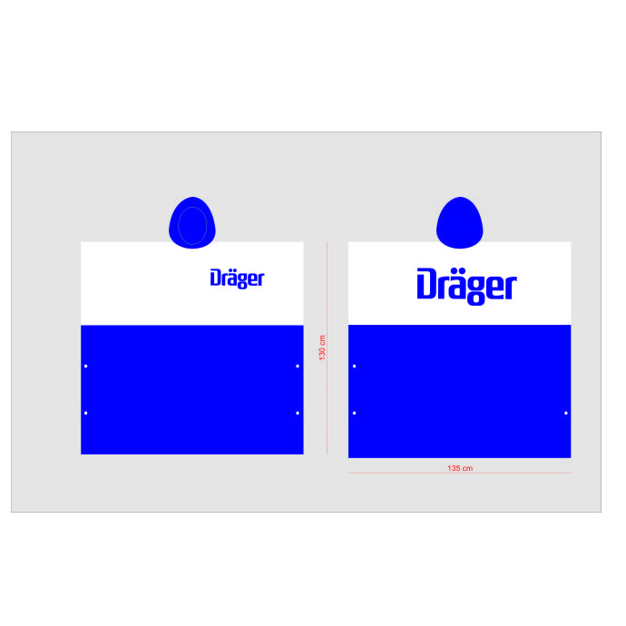 Áo mưa xanh dương phối trắng in logo DRAGER