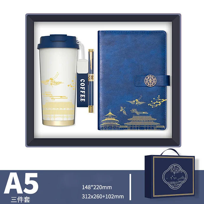 BỘ QUÀ TẶNG DOANH NGHIỆP CAO CẤP - SỔ BÌA DA, BÚT KÝ, BÌNH GIỮ NHIỆT IN LOGO