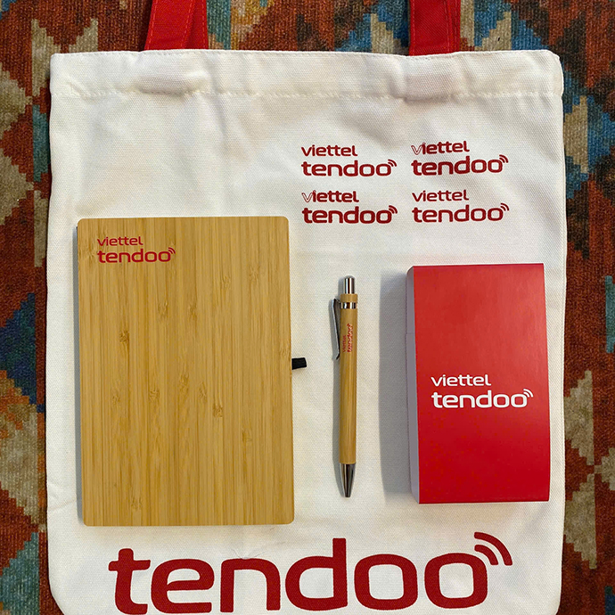 BỘ QUÀ TẶNG DOANH NGHIỆP SỔ TAY - BÚT- TÚI CANVAS IN LOGO