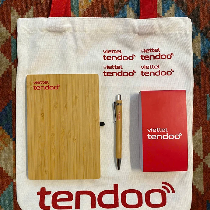 BỘ QUÀ TẶNG DOANH NGHIỆP SỔ TAY - BÚT- TÚI CANVAS IN LOGO