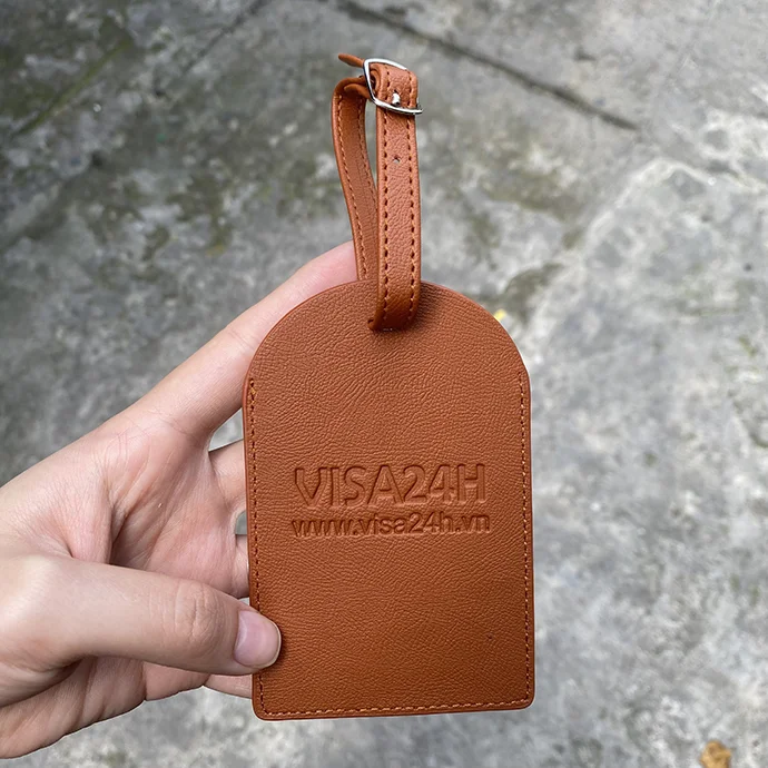 THẺ TREO HÀNH LÝ DA DẬP LOGO THEO YÊU CẦU - TAG DA BÒ THẬT