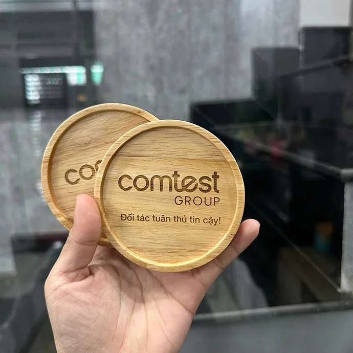 LÓT LY GỖ KHẮC LOGO THEO YÊU CẦU - QUÀ TẶNG GIÁ RẺ