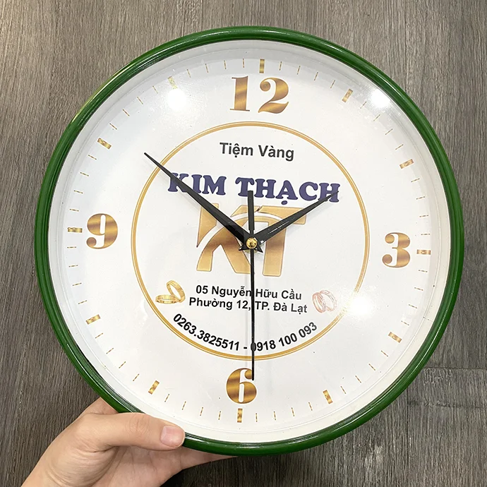 ĐỒNG HỒ TREO TƯỜNG IN LOGO TIỆM VÀNG KIM THẠCH