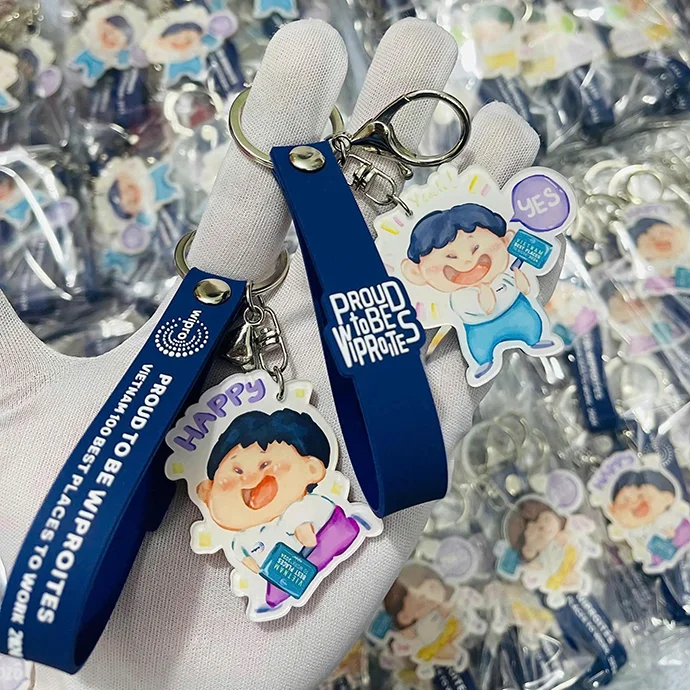 MÓC KHÓA CAO SU HOẠT HÌNH KÈM DÂY ĐEO THƯƠNG HIỆU