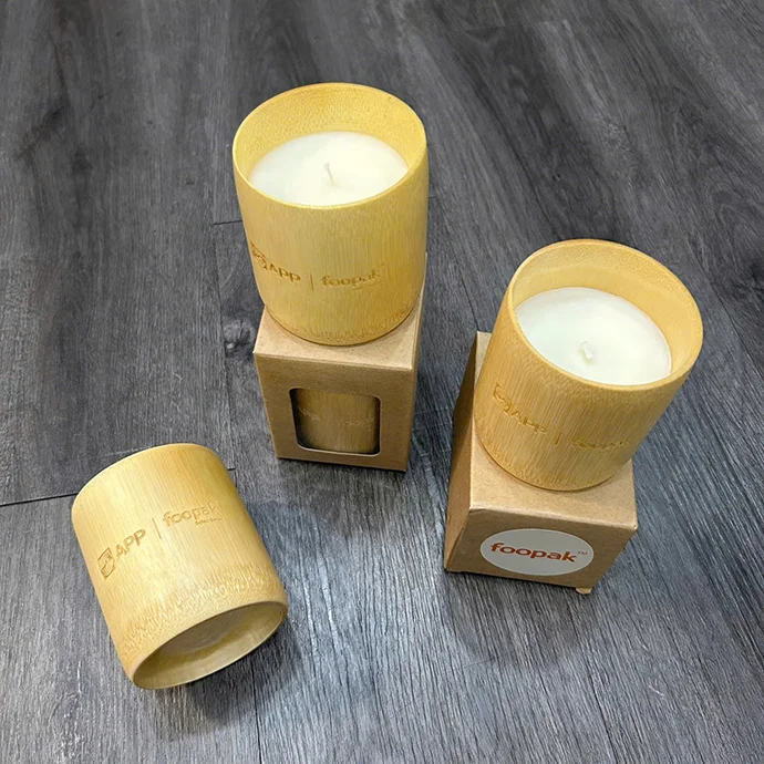 NẾN THƠM HŨ TRE IN LOGO - QUÀ TẶNG DOANH NGHIỆP THÂN THIỆN MÔI TRƯỜNG