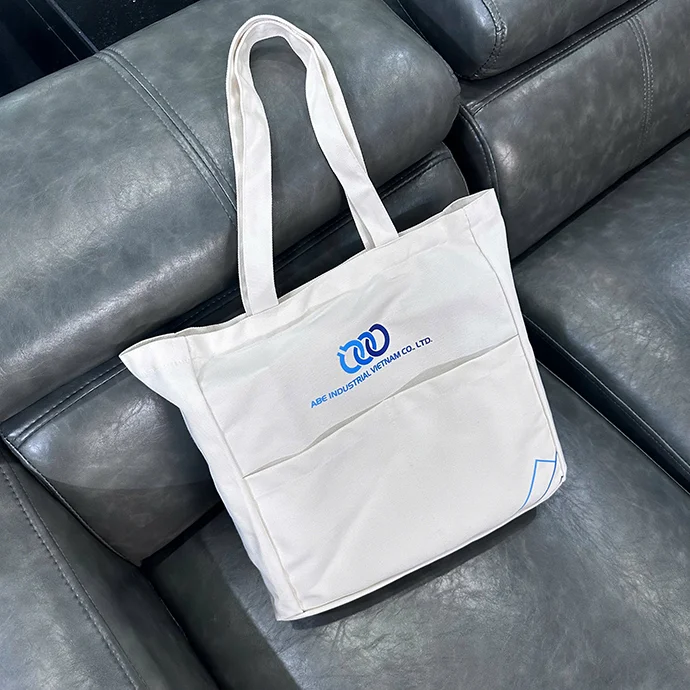 TÚI VẢI CANVAS IN LOGO - TÚI VẢI CANVAS CÓ HAI NGĂN PHỤ