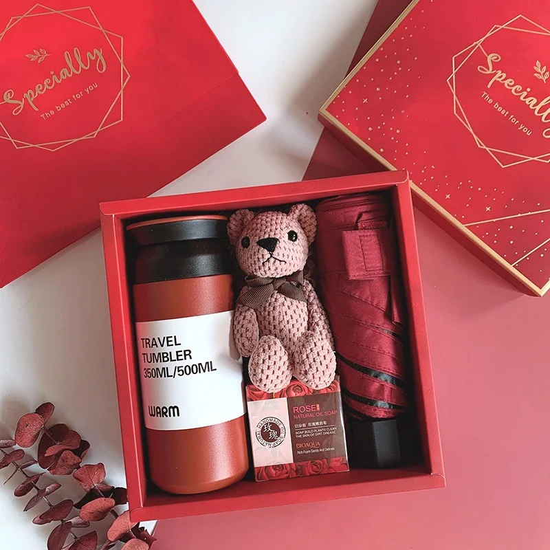 BỘ QUÀ TẶNG BÌNH GIỮ NHIỆT KÈM DÙ CẦM TAY VÀ SÁP THƠM IN LOGO