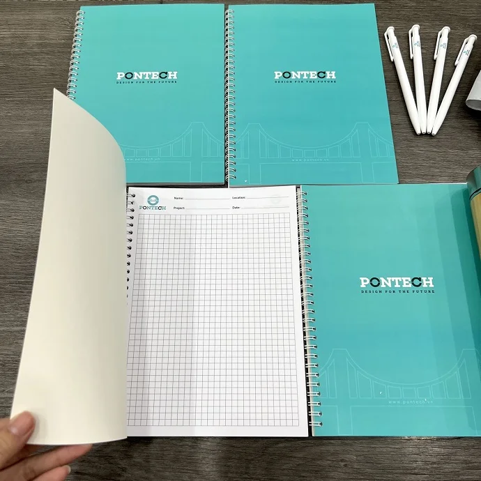 SỔ LÒ XO BÌA GIẤY A4 IN LOGO PONTECH