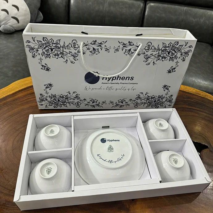 BỘ QUÀ TẶNG CHÉN DĨA MINH LONG - IN LOGO THEO YÊU CẦU