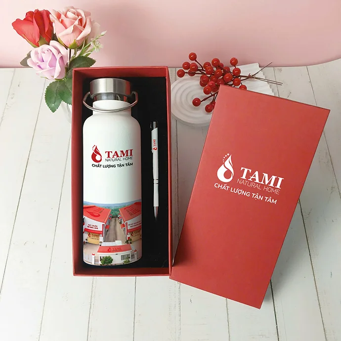 BỘ QUÀ TẶNG BÌNH GIỮ NHIỆT KÈM BÚT - IN LOGO THEO YÊU CẦU
