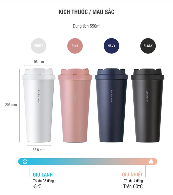 LY GIỮ NHIỆT LOCKNLOCK ENERGETIC ONE TOUCH LHC3249 - IN LOGO THEO YÊU CẦU
