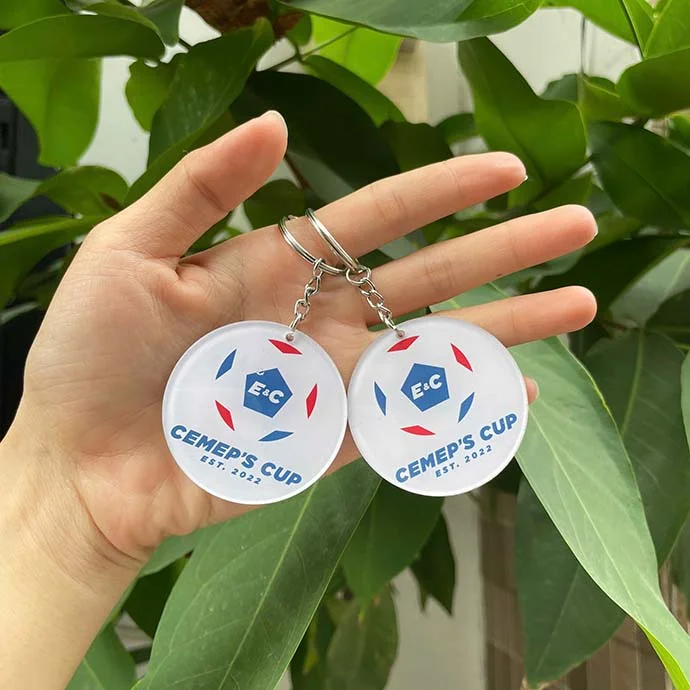 MÓC KHÓA MICA TRÒN ĐƯỜNG KÍNH 4.5CM IN LOGO THEO YÊU CẦU