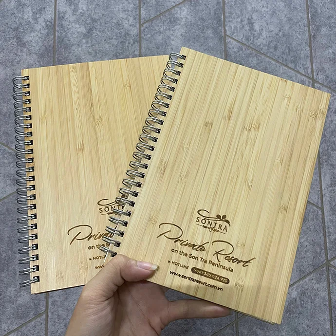 SỔ TAY A5 BÌA TRE - KHẮC LOGO THEO YÊU CẦU